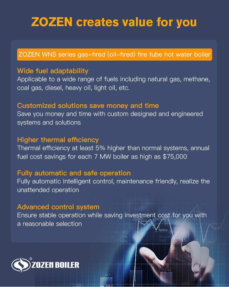 The structure of WNS series gas fired hot water boiler